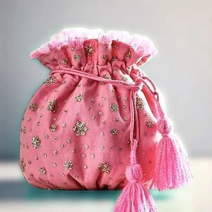 Free People Sparkle Pink Celebration Gift Bag/ Cottage Core Mini-bag  Connessoir